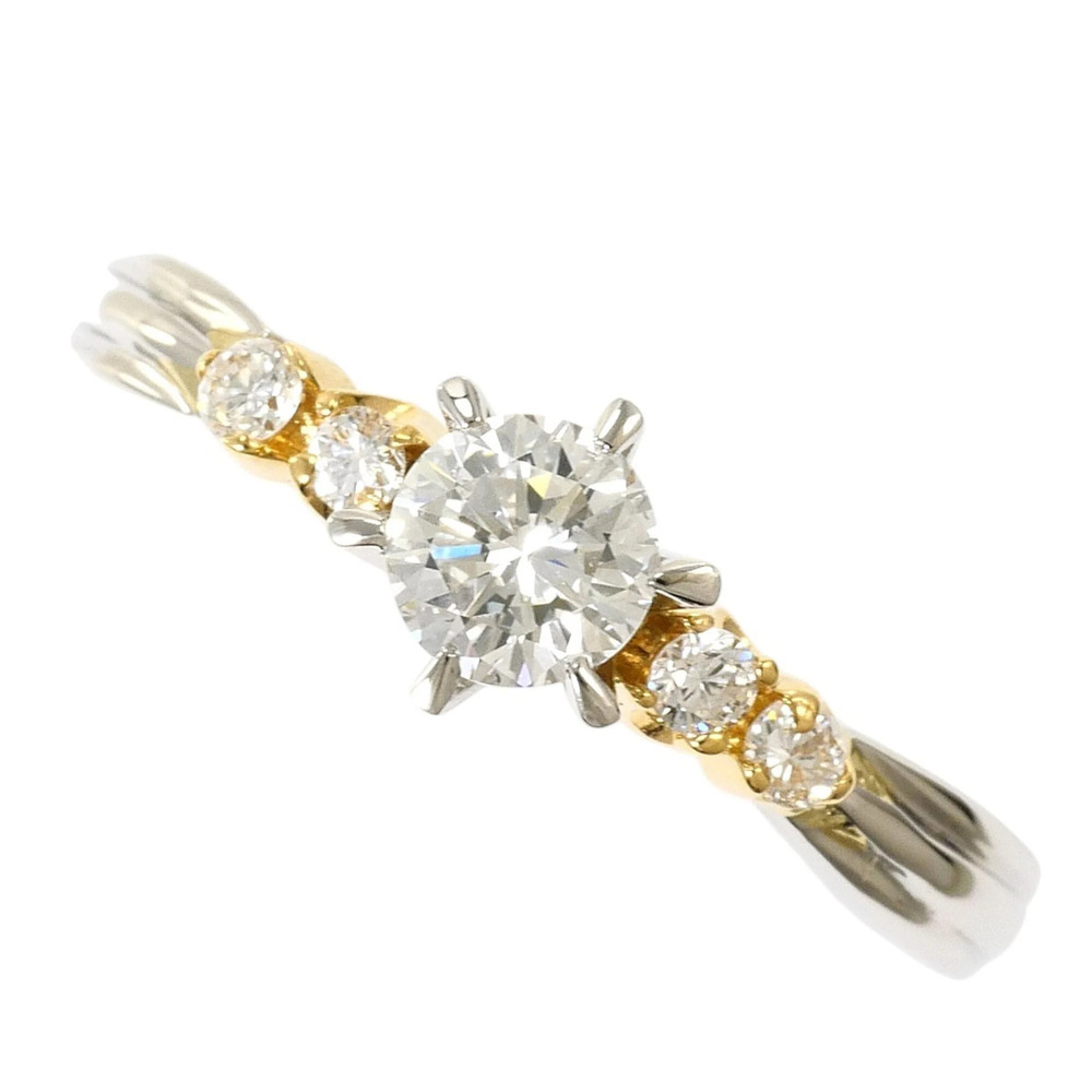 PT900 Platinum 18K Yellow Gold Ring with Diamonds (0.338ct and 0.10ct), Certi...